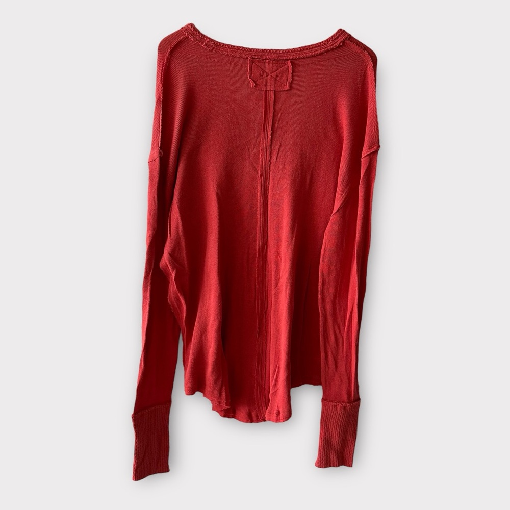 Free People / We the Free • Red Ribbon Colby Long Sleeve Top - Picture 6 of 9